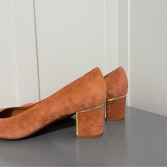 Sezane Low Helena Courts Suede Heels - Pink Orange Blush Escarpins - Picture 6 of 11
